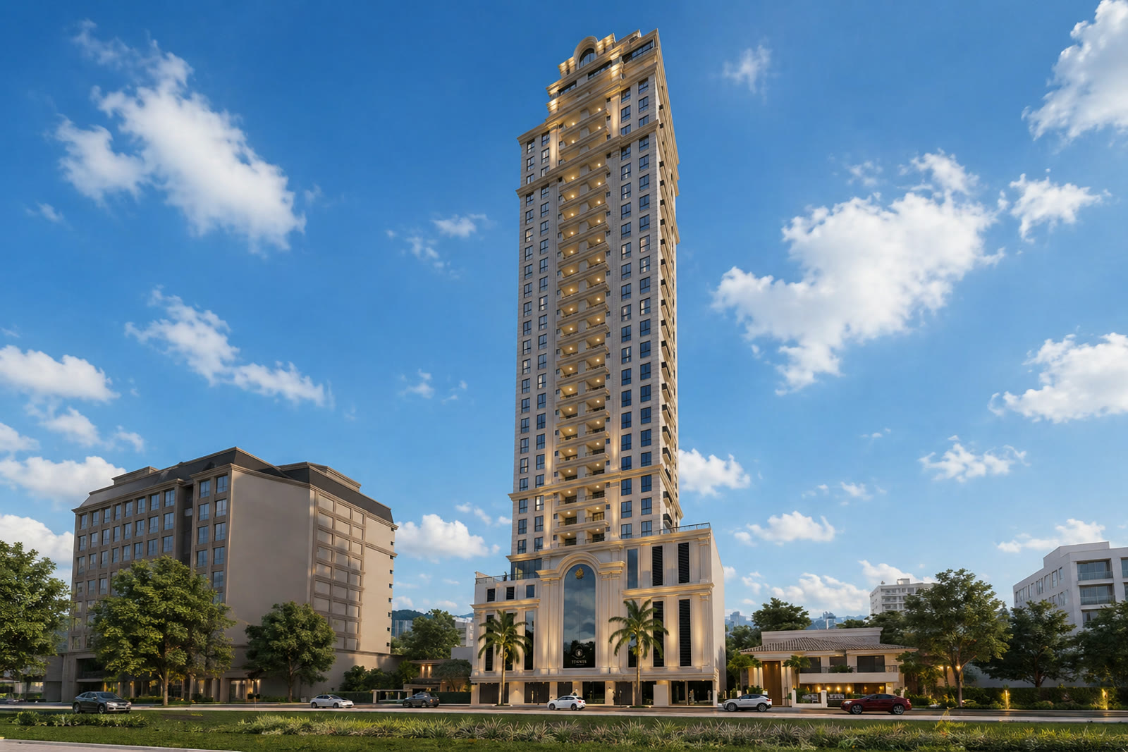 Ethan Tower — fachada completa